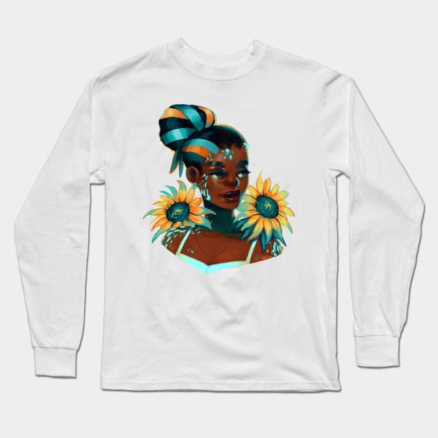 Turquoise Long Sleeve T-Shirt by GDBee